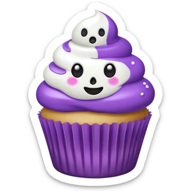 cupcake fantasma roxo e branco sticker