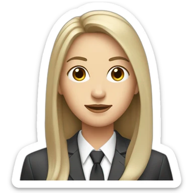 Dark Brown straight long hair white woman wearing suit sticker