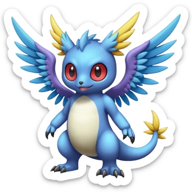 randomly-colored furry edgy kawaii winged Fakémon-Pokémon-Scalie-Digimon-creature (full body) sticker