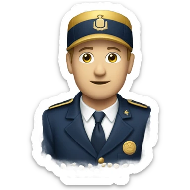 White man wearing navy cap with letters N D in gold  sticker