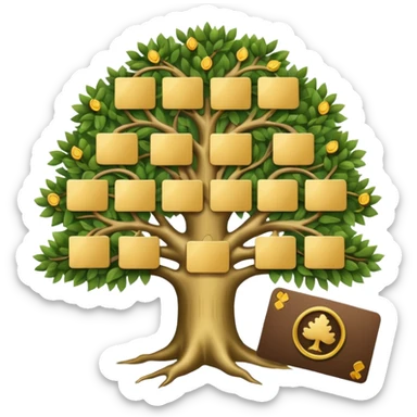 family diagram tree with gold cards sticker