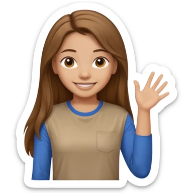 Make a girl wearing a light brown t-shirt with sleeves and long hair sticker