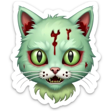 kitty zombie with missing ear sticker