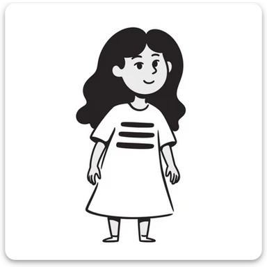 A cute hand-drawn girl named Elma with long hair and a friendly smile sticker