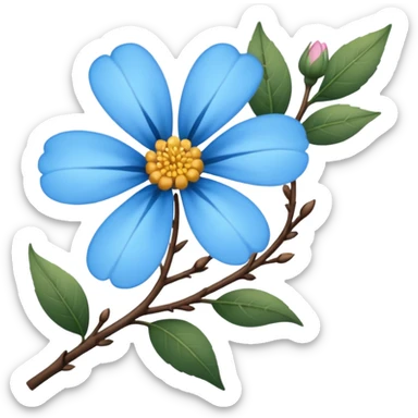 A twig sky color flower aesthetic  sticker