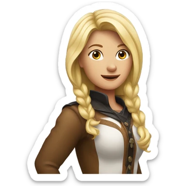 Blonde girl riding horse sticker