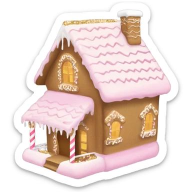 light pink and gold and white gingerbread house sticker
