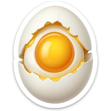 egg object icon, cracked egg with yolk, 3D cartoon, mobile game icon style, clean background, no text, no watermark
 sticker