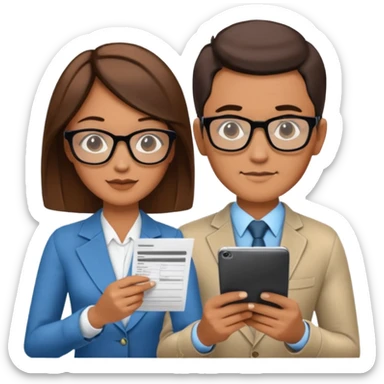 stylish looking husband and wife avatars reviewing their finances together  sticker