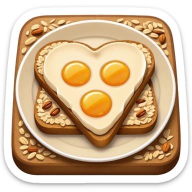 Vegetarian breakfast emoji illustration, flat iOS emoji style, toast, fruits, oatmeal, nuts, milk, no eggs, no meat, no fish, no non-vegetarian food, clean white background.” sticker
