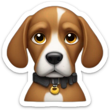 dog wearing gun sticker