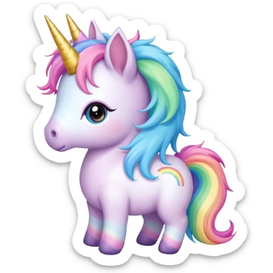 Rainbow Chibi anime baby unicorn  sticker