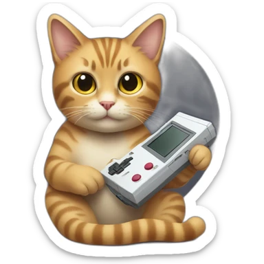 a cat playing gameboy sticker