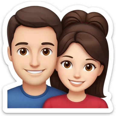 Brunette couple smiling sticker