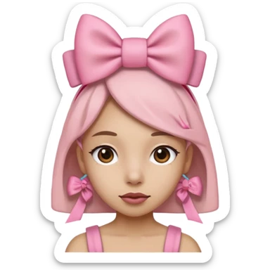 A tralaleritos with a pink bow in their head sticker