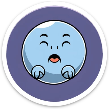 full moon with a yawning sleepy face and droopy eyes sticker
