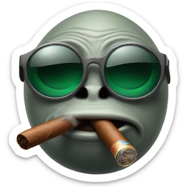 Alien smoking cigar with sunglasses  sticker
