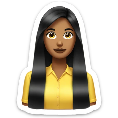 Tanned woman with long black hair dressed in Y2K preppy hair, makeup, and neon attire sticker