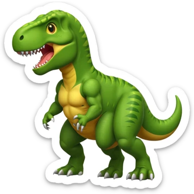 t-rex showing off big muscles, emoji style sticker