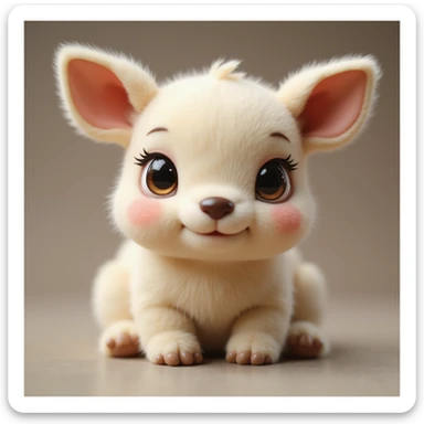 realistic café latte vanille with expressive doe eyes and pink cheeks, transparent background sticker