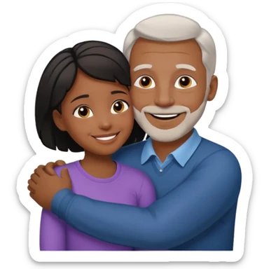 A black daughter hugging her white dad sticker