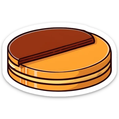 round chocolate wafer covered in chocolate with peanut butter cream filling sticker