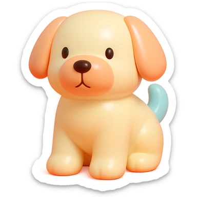              Transform {subject} into a soft vinyl figure with a smooth, glossy surface. The material should look slightly rubbery and tactile, with minimalistic curves and a matte-gloss hybrid finish. Use pastel or soft solid colors. The surface is seamless, with no visible textures or roughness. Studio lighting, vibrant background, clean, playful, designer toy aesthetic and no shadows. {subject} = dog sticker