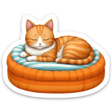 Cat sleeping on cat bed  sticker