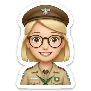 scout girl little with glassess sticker