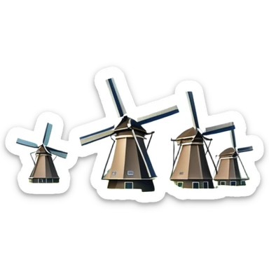 cinematic-realistic-kinderdijk-windmills-landmark-emoji,-showcasing-traditional-dutch-windmills-aligned-along-a-tranquil-canal,-with-lush-green-fields,-soft-ripples-in-the-water. sticker