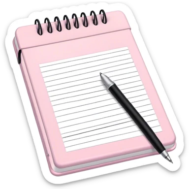 Pale pink notepad with pen sticker
