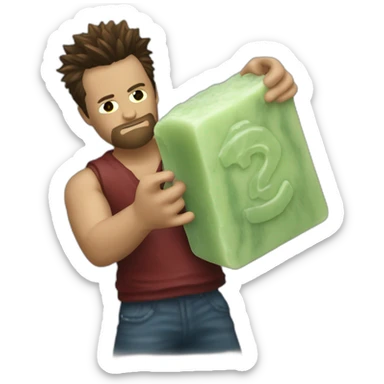 Tyler Durden holding the fight club soap sticker