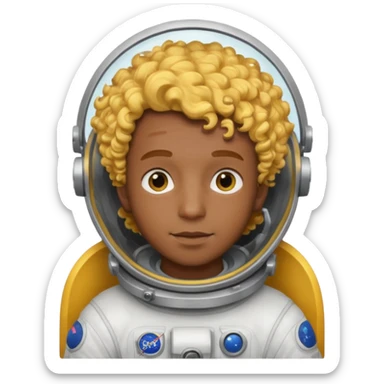 Astronauts, Young, male, dark skin, yellow curly hair sticker