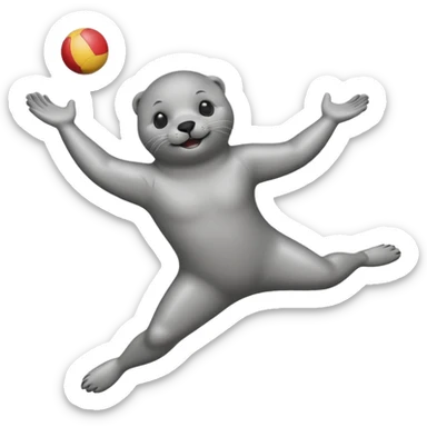 A seal performing gymnastics and juggling sticker