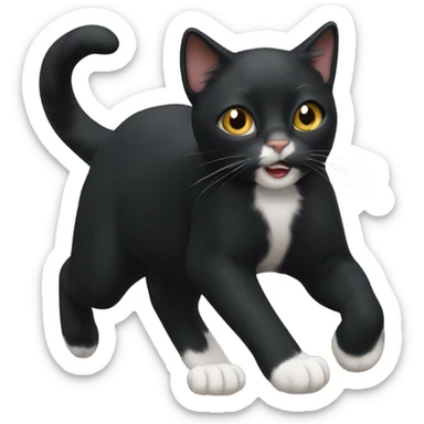 Black cat with white stripe on face sticker