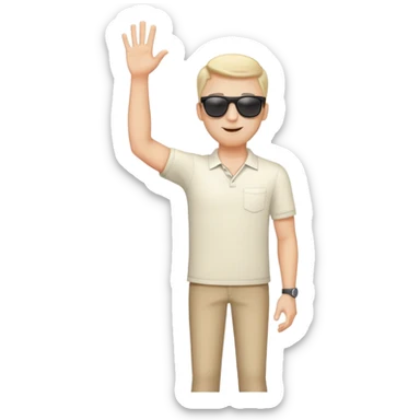 cool white man standing on stage in sunglasses and raising one hand sticker
