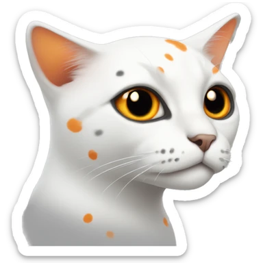 white cat with black and orange spots and missing one eye  sticker