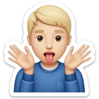 Sticking out tongue hands on the side sticker