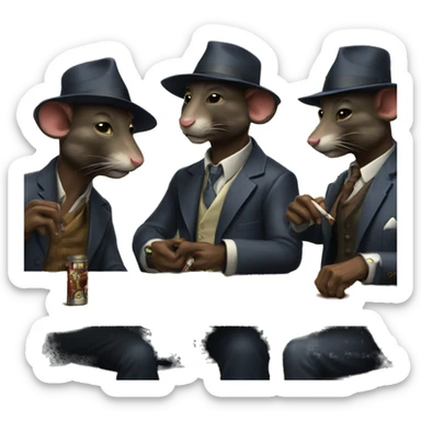 4 gangster pack rats plying cards and smoking cigars sticker