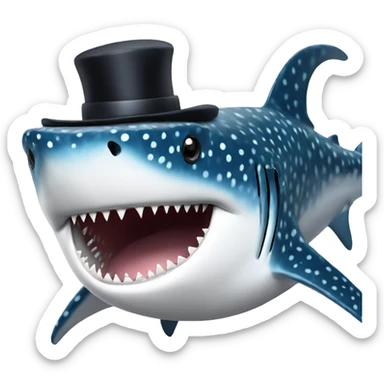 Giant whale shark with a top hat and moustache  sticker