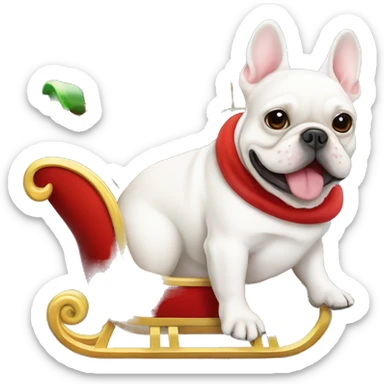 White French bulldog sitting in Santa’s sleigh sticker