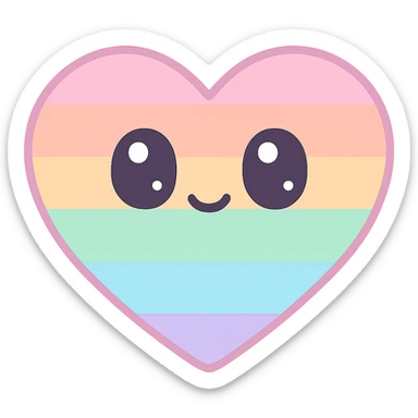 rainbow pride heart, kawaii style, no text, pastel color palette sticker