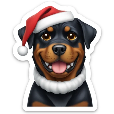 Rottweiler dog with a Santa hat sticker