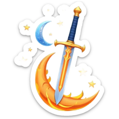 sword fire moon sticker