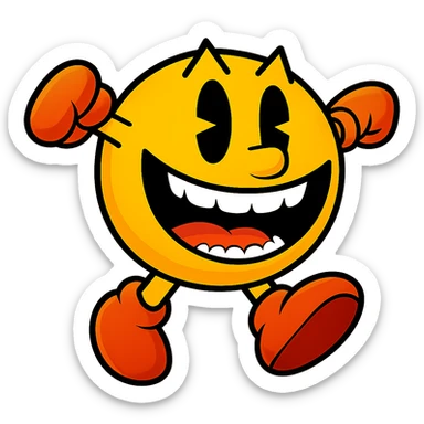 Add visible teeth to the character's mouth, keeping the style and quality the same as the original image. sticker
