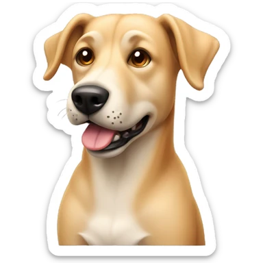 light beig mongrel dog with bent ear sticker
