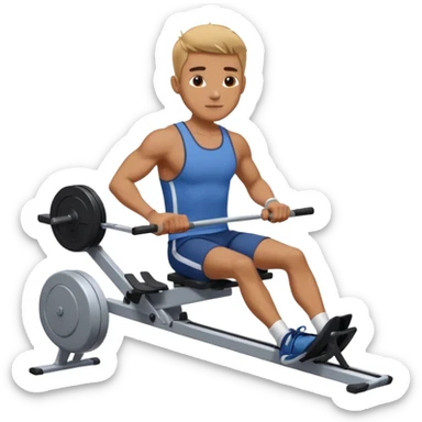 guy workout rowing on machine  sticker