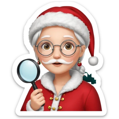 Female Santa with Magnifying glass sticker