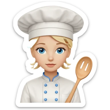 Blonde blue eyed female chef sticker
