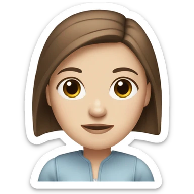 White girl with straight brown hair and blue eyes  sticker